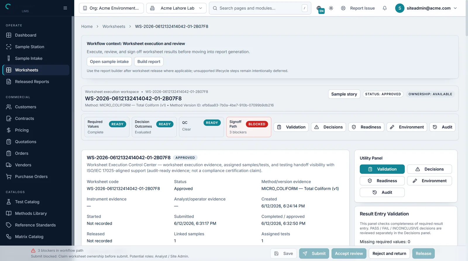 Synvra result entry